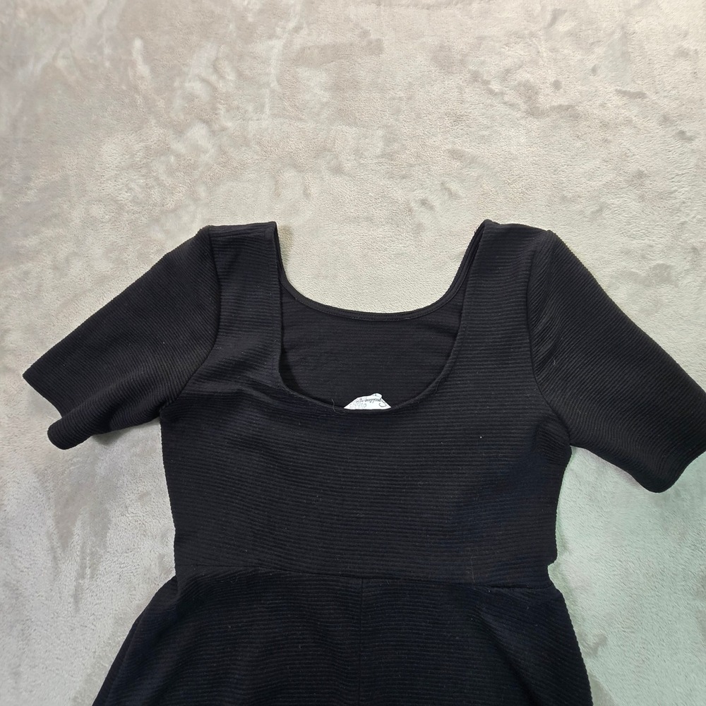Speechless Black Ribbed Fit and Flare Dress Short Sleeve Scoop Neck XL 0626